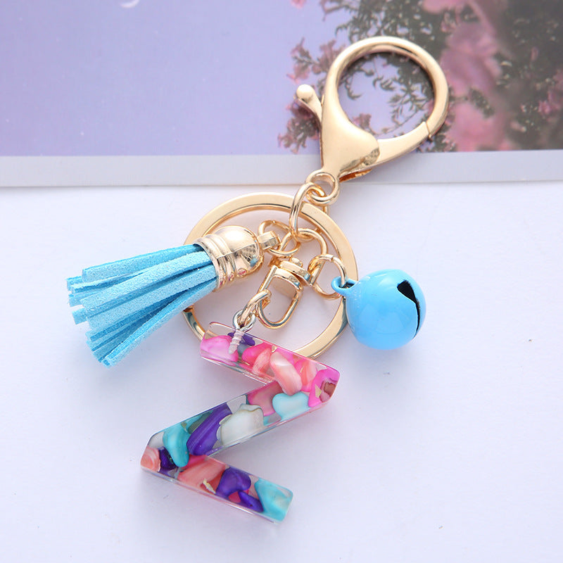 Wholesale English Alphabet Tassel Pendant Resin Drop Glue Keychains